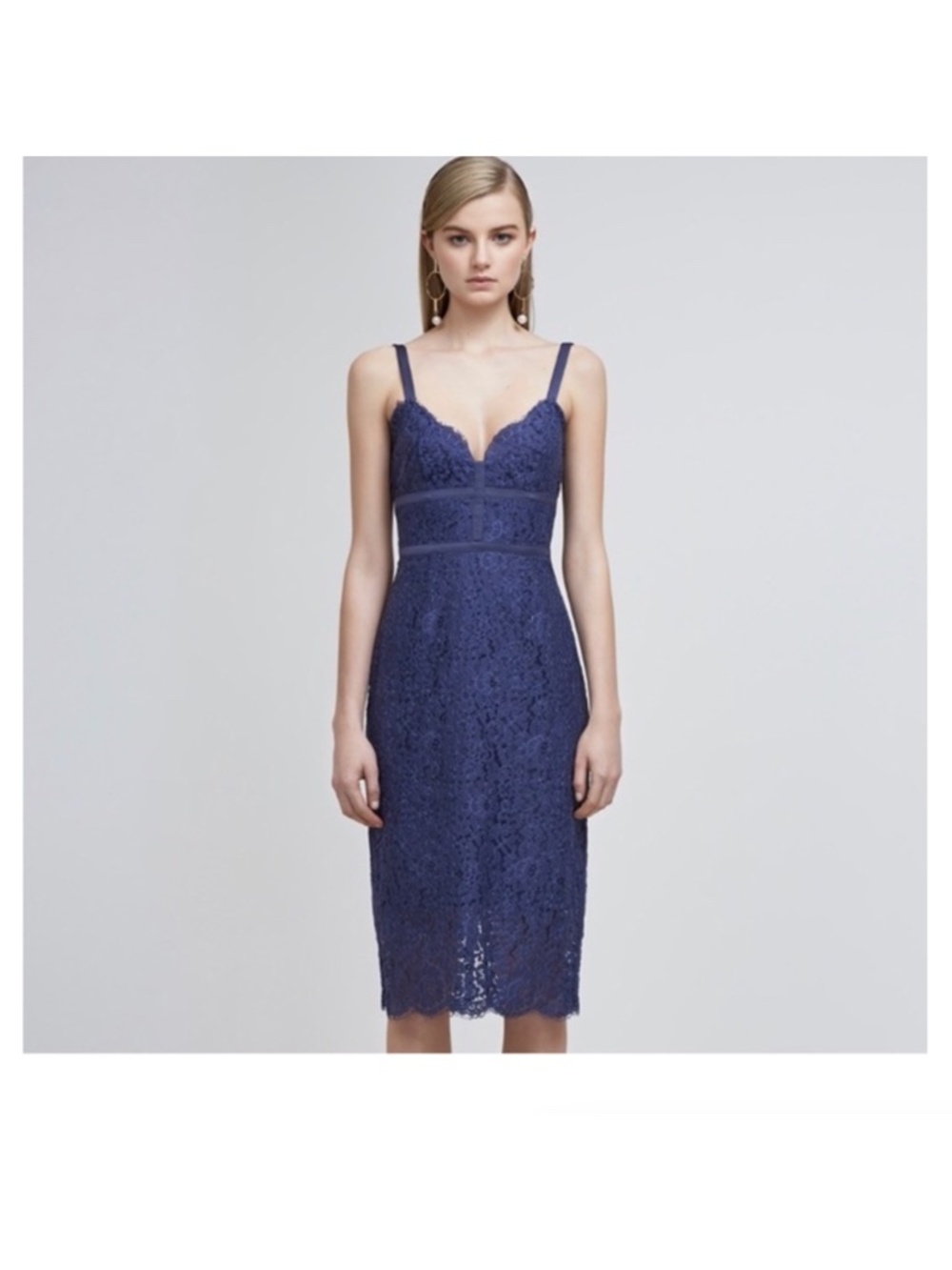 Keepsake The Label Interlude Lace Midi Dress Blue Women’s Size XS